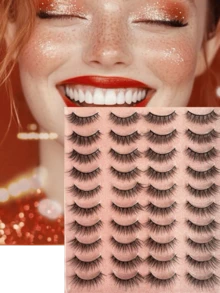 20 Pairs 5D False Eyelashes, Outer Corner Extended Style, Silk Material, Charming Natural False Eyelashes, Doll False Eyelashes, Faux Mink False Eyelashes, 20 Pairs Outer Corner Extended Style - Forever Feather - View 3