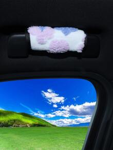 柔軟蓬鬆花卉圖案汽車車頂拉手套,通用防滑車頂拉手保護套,可愛毛絨汽車內飾裝飾配件 - 車頂把手 - 查看 7