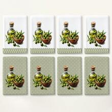 2pcs Green Olive Pattern Kitchen Towels, 6/8pcs Plant Print Dish Cloths, Super Absorbent Microfiber, Machine Washable, Holiday Gift And Cleaning Supplies Decor, Suitable For Holiday Decoration, Cooking, Baking, Housewarming Gift And Cleaning Supplies, Suitable For Kitchen, Bathroom, Toilet - Multicolor - View 10
