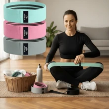 Fabric Resistance Bands Set (3 Packs) For Home Workout, Gym, Fitness & Pilates. 3 Resistance Levels, Wide Anti-Slip Design, Durable Exercise Loops. Includes QR Code With Training Plan. Universal Heavy Duty Booty Bands For Strength Training - Multicolor - View 1