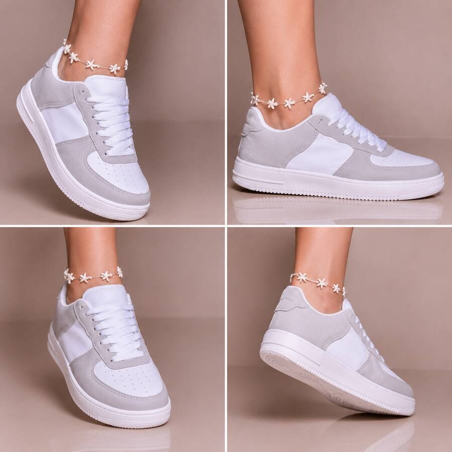 Force Casual Sneakers For Men And Women Original Fashion - 灰/白 - 查看 1