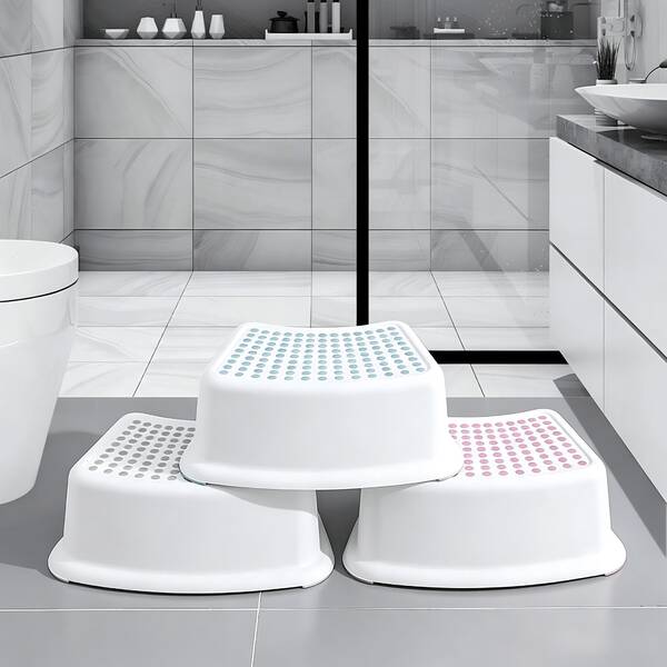 2pcs Anti-Slip Stool, Curved Design Fitting Toilets, Pedal With Anti-Slip Raised Dots, Stable And Anti-Slip Base. It Can Be Stored Closely Against The Toilet When Not In Use Without Occupying Extra Space.
