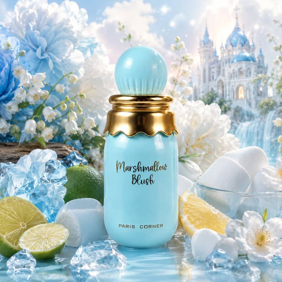 PARIS CORNER – MARSHMALLOW BLUSH COLLECTION 30 ML – GOURMAND EAU DE PARFUM – AVAILABLE IN PINK, GREEN, BLUE, OR YELLOW - Blue - View 1