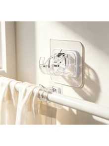 2/4/8pcs Curtain Rod Brackets Hooks, Universal No-Drill Rod Clips, Multi-Function Wall Clips, Suitable For Bathroom Kitchen Hotel, Tool-Free Installation, Fits 1-2cm Diameter Rod - Multicolor - View 9