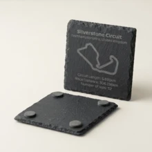 1PC 10cm*10cm Natural Slate Racing Circuit Coaster, 8 Track Designs, Laser Engraved Racetrack Map Stone Drink Coaster, Heat Resistant Non-Slip Square Cup Mat, Motorsport Decor, Racing Fan Gift, Car Enthusiast Gift, Birthday, Christmas Gift - Black - View 8
