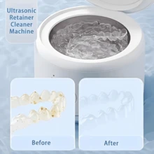 Portable Denture Cleaner, Multi-Function Cleaning Machine, 3-Level Timer Cleaning (3/5/10 Minutes), 360° 3D Decontamination, USB Rechargeable (500mAh Lithium Battery), Suitable For Glasses/Dentures/Jewelry Etc. - White - View 8