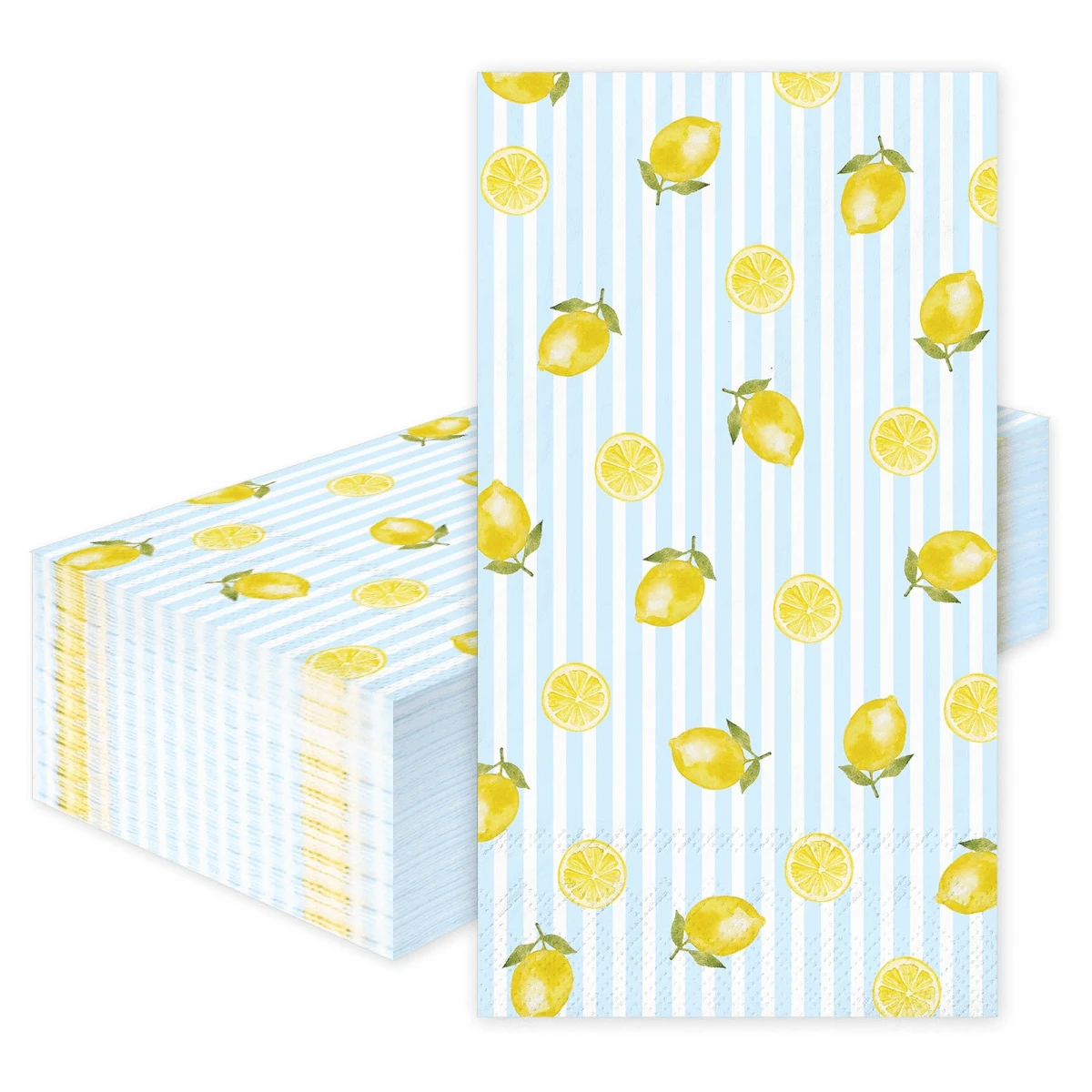 Summer Lemon Guest Napkins Summer Disposable Dinner Napkins Blue Stripe Yellow Lemon Paper Hand Towels For Bathroom Home Party Table Supplies - Style 1 - View 1