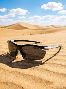 1 Pair Fashion Half-Frame Sports Glasses, Suitable For Driving, Cycling, Hiking, Casual Wear, Retro Style, Perfect For Summer Beach Vacation And Travel - Multicolor - View 3