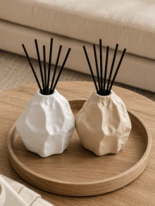 1pc Modern Art Diffuser Bottle, Dual Use Reed Diffuser & Aroma Stone Container, Multi Color Available, Creative Home Fragrance Decor Gift(PVC Material) - C - View 5