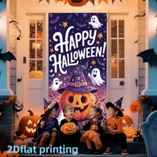 2D Flat Banner 1pc Day Of The Dead Theme Vintage Pumpkin Painted Backdrop, Suitable For Outdoor/Indoor Yard/Garden/Lawn Entrance/Porch Window Party Decoration Halloween Decoration - A - View 3