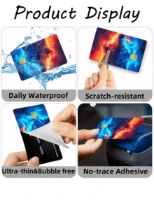 1pc Flame Wolf Official Credit Card Sticker Privacy Protection Card Skin, Ice & Fire Wolf Holiday Gift PVC Material Anti-Fingerprint Anti-Scratch Wear-Resistant Card Sleeve Skin, Suitable For Men, Women, Couples, Small Chip Card, Bank Card Decoration Sticker, Credit Card, Transportation Card, Student Campus Card Personalized DIY - Type a - View 8