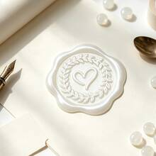 20pcs/Pack 3D Floral Heart Wax Seal Stickers, Wedding Invitation Envelope Seal Stickers, Self-Adhesive Pearl White Stickers, Suitable For Invitations, Gift Packaging, Christmas - Wreath Heart - Pearlescent White - View 9