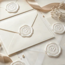 20pcs/Pack 3D Floral Heart Wax Seal Stickers, Wedding Invitation Envelope Seal Stickers, Self-Adhesive Pearl White Stickers, Suitable For Invitations, Gift Packaging, Christmas - Wreath Heart - Pearlescent White - View 6