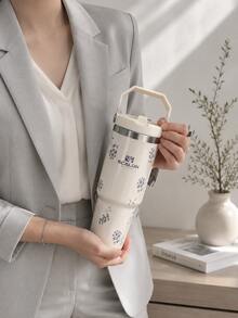 SCALON 30oz/900ML 1PC Large Capacity Insulated Tumbler With Handle And Straw, Portable Stainless Steel Vacuum Leak-Proof Drinking Cup, Ice Tumbler, Travel Mug, Stainless Steel Insulated Cold Cup, Coffee Cup, Suitable For Travel, School, Office, Outdoor, Gym, Home And Other Occasions, Gift For Friends, Family, Holiday Gift, Birthday Gift (Includes Straw) - Multicolor - View 1