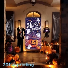 2D Flat Banner 1pc Day Of The Dead Theme Vintage Pumpkin Painted Backdrop, Suitable For Outdoor/Indoor Yard/Garden/Lawn Entrance/Porch Window Party Decoration Halloween Decoration - A - View 5