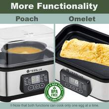 Tesslux Electric Rapid Egg Cooker, 6 Egg Capacity For Hard Boiled Eggs, Poached Eggs, Scrambled Eggs, Or Omelets Maker With Auto Shut Off, 304 Stainless Steel (Sliver) - 查看 6