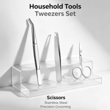 Multi Functional Fine Point Craft Tweezers Made Of Premium Stainless Steel Suitable For Ornament Production Toy Modification Tiny Fragment Collection And All Kinds Of Home DIY Handicraft Works - 3PCS - View 2
