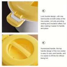 Arrocera de microondas portátil, uso dual caliente & frío, diseño sellado a prueba de fugas, diseño de compartimentos sin mezcla, gran capacidad para comidas satisfactorias, adecuada para arroz, verduras, pescado, sopa, fideos y talla grande - Multicolor - Ver 8