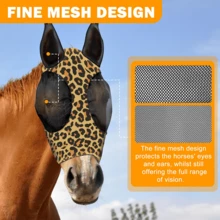 Milk Pattern UV Protection Anti-Insect Elastic Soft Comfortable Mesh Horse Face Mask Breathable Fabric Soft Mesh (M Size, L Size) - Brown Milk Marble - View 3