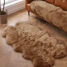 1pc Brown Long Fur Faux Fur Rug, Bedroom Bedside Rug, Living Room Rug, Doormat, Small Rug, Rug, Runner Rug, Floor Mat, Home Decor, Area Rug, Outdoor Mat, Home Decor, Area Rug, Bedroom Rug, Washable Rug - Rust Brown - View 3