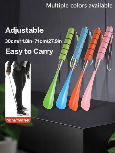 Extendable Shoe Horn, Long Handle Shoe Horn, Foldable Portable Shoe Assist Tool, Non-Slip Handle, Adjustable Length With Hanging Rope, Easy To Put On Shoes, Travel Essential, Ideal Gift For Elders, Parents And Graduates, Home And Outdoor Use