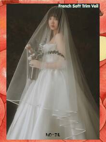 1 Buah Kerudung Pengantin Bertepi Satin, Tulle Lembut, Untuk Pemotretan Pernikahan di Gereja, Aksesori Pengantin Romantis, Dekorasi Pesta Halloween dan Natal - Putih - View 7