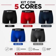 Cuecas boxer masculinas plus size em microfibra com tecido de elasticidade média, modelagem esportiva confortável e tecnologia  que absorve a umidade. - Multicolorido - Visão 9