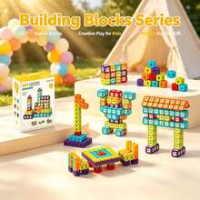 Number Recognition DIY Building Blocks Set, With Number Patterns To Assemble Houses, Towers, Tables And Chairs In Multiple Shapes, Logical Thinking And Fine Motor Skills. Suitable For Home Desktop Assembly, Kindergarten Craft Classes, Recess Educational Play, Christmas, Halloween, Birthday Party Children's Gifts. - Multicolor - View 2
