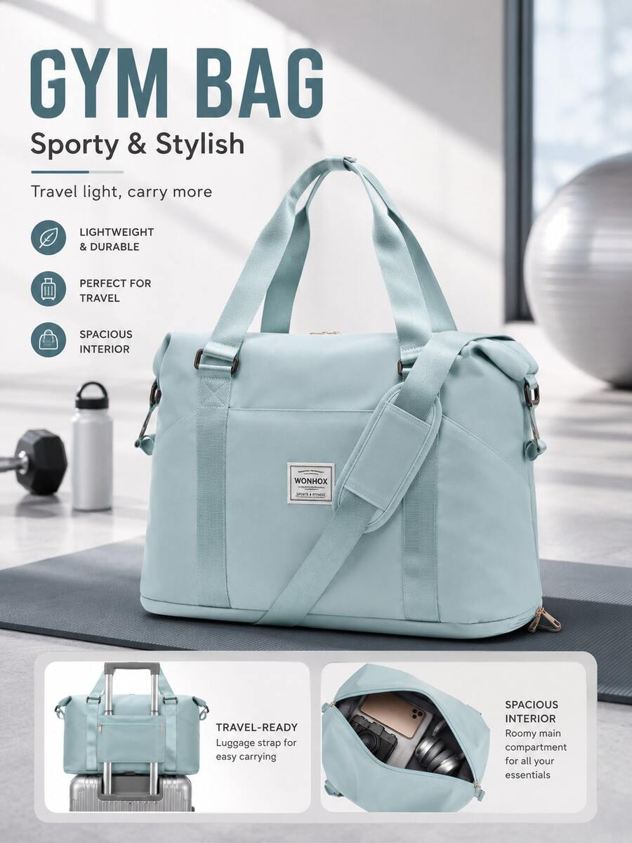 30L Large Capacity Travel Bag, Durable Waterproof Nylon Material, Lightweight Travel Bag Shoulder Bag Tote Bag, Multiple Compartments And Pockets, Built-In Dry/Wet Separation Bag, Independent Shoe Compartment, Suitable For Outdoor Camping Travel, Short Weekend Trips, Outdoor Commuting, Unisex, Available In Small And Large Sizes - Multicolor - View 1