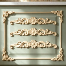 7pcs Solid Wood Carving Horizontal Flowers And Corner Flowers, Home Decorations, Woodworking Supplies, Suitable For Cabinets, Doors And Windows, Background Walls, Porches, Offices And Other Decorations, Holiday Decorations, DIY Decorations. - Multicolor - View 10