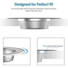 2 buah Saringan Wastafel Dapur Stainless Steel, Saringan Pembuangan Wastafel Dapur Bertepi Lebar Besar Diameter 4,5 Inci - A - View 3