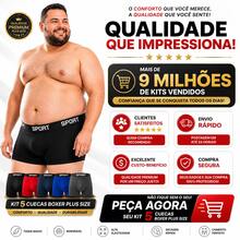 Cuecas boxer masculinas plus size em microfibra com tecido de elasticidade média, modelagem esportiva confortável e tecnologia  que absorve a umidade. - Multicolorido - Visão 4