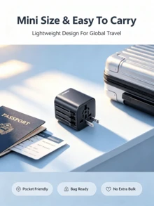 REMAX 多功能旅行轉換插頭2500W高功率4規格伸縮插腳多國電源轉換器出境旅遊留學商務出行適配器 - 黑色 - 查看 8