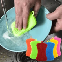 1pc Durable Dish Brush, Random Color, High-Quality Reusable Scrubbing Pad, Suitable For Kitchen Cleaning And Multi-Purpose Use - Multi-color - View 7