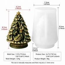 1pc Christmas Tree Silicone Candle Mold, Berry Leaf Short Pine & Star Top Christmas Holy Family Embossed Tall Fir Mold, Full Leaf Texture, Non-Stick Flexible Reusable Silicone, Suitable For DIY Soy Wax Candles, Epoxy Resin, Plaster, Soap, Winter Window Decor And Religious Christmas Gift Box Decoration - Christmas Tree Silicone Mold - View 13