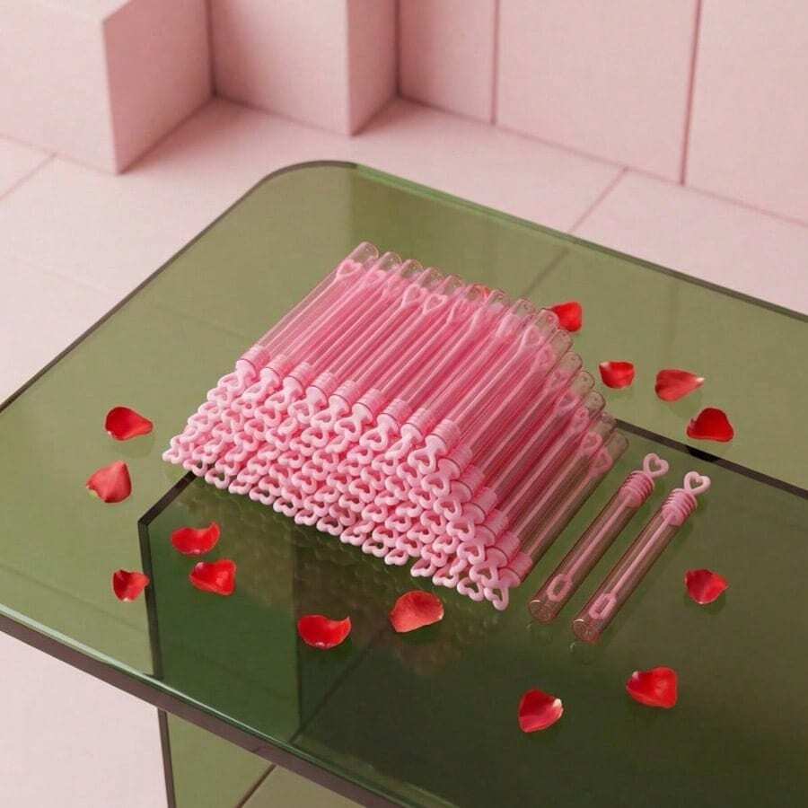 Pink Heart Bubble Wand Kids Handheld Viral Bubble Blowing Toy Girl's ...