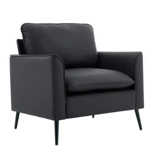 Sofa With Scratch-Resistant Faux Leather Upholstery, Nordic Retro, Minimalist And Luxurious - 黑色 - 查看 1