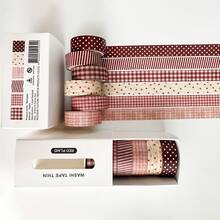 6 Rolls Boxed Vintage Plaid Pattern Washi Tape, Minimalist Style 1.5cm Wide Decorative Tape For Scrapbooking, Stationery, DIY Crafts, Gift Wrapping, Surprise Gift For Friends - Sets - View 6