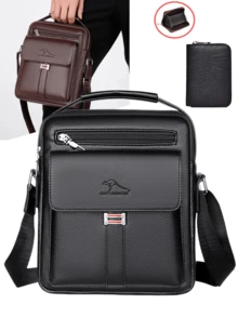 PU Handbag Crossbody Bag Business Commute Litchi Grain One Shoulder Small Bag Multi-Layer Large Capacity Casual Men's Bag Back-To-School - Multicolor - View 7