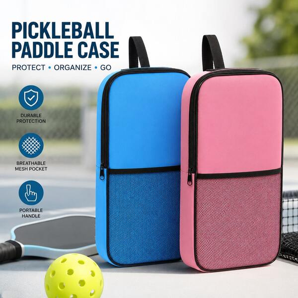 1pc Pickleball Paddle Carry Bag Portable Racket Storage Case With Shoulder Strap Mesh Pocket For Tennis Beach Paddle Accessories