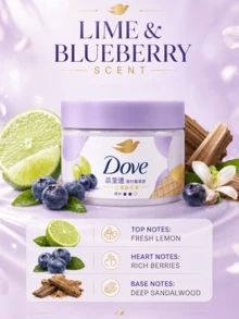 Dove Moisturizing Body Scrub, 280g Full Size, Lime Berry Scent, Long-Lasting Fragrance, Gentle Exfoliating Body Scrub, Moisturizes Dry And Rough Skin, Daily Skincare - Lime Berry Body Scrub - View 7