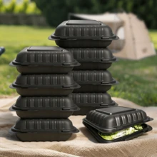 FookmeKag [48 Sets] Black 3 Compartments], Plastic Food Preparation Container, Made Of PP Material, Reusable, Can Be Put In Dishwasher, Microwave Oven & Freezer, Suitable For Food Preparation, Christmas Parties, Halloween Events, Gifts, Kitchen. - 規格 - 查看 4