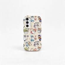 1pc Full Screen Cartoon Cute Kitten Japanese Style Personalized Relaxed Funny Creative Minimalist Retro Fashion European American Ins Gentle Style For Men And Women Beautiful Handsome, Macaron White Full Coverage Anti-Drop Fresh Colorful Wave Shape Cream Style, [International Version Not Local Version] Compatible With Android/GALAXY/A/S/FE/PLUS/ULTRA/NOTE/POCO/Transsion/HOT/SPARK/POP/SMART/RENO/Honor/Phone Case/Protective Cover - Multicolor - View 8