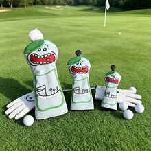 Funny Big Mouth Cartoon Golf Club Headcover PU Waterproof Wear-Resistant Driver Fairway Wood Chicken Leg Protective Cap Cover Personalized Golf Course Accessory Suitable For Men And Women - Baby Blue - View 5