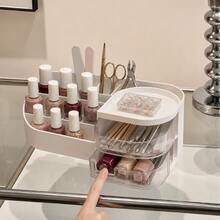 1pc Modern Cosmetic Storage Box With Transparent Drawer, Large Capacity Makeup Organizer, Suitable For Vanity, Bedroom And Bathroom - Multicolor - View 6