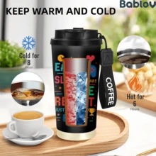 1/5pcs 18oz Stainless Steel Vacuum Insulated Coffee Tumbler, Pixel Game Controller Print Travel Mug, EAT SLEEP GAME REPEAT Funny Gamer Gift Cup With Carry Lanyard, Gift For Video Game Lovers Gamers Boys Men - Game - View 3
