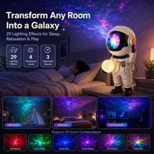 Zechuan Astronaut Galaxy Projector Night Light With Dimmable Moon Lamp, Remote Control, Timer, Adjustable Brightness, Space Room Decor Gift For Kids & Adults - 拿著月亮白色 - 查看 3