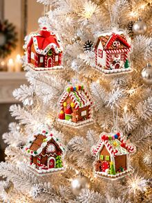 5/1pc-Christmas Snowy House Hanging Ornament, Christmas Cookie House Decorative Hanging Ornament, Gingerbread Man Decorative Hanging Ornament, Christmas Snowy Scene Decorative Hanging Ornament, Christmas Party Supplies, Christmas Home Decor Hanging Ornament, Christmas Tree Hanging Ornament, Acrylic Material, Christmas Tree Decorative Hanging Ornament, Christmas Party Supplies, Christmas Decoration, Suitable For Gift Decoration, Christmas Tree Decoration, Wreath Decoration, Wreath Decoration, Gift Wrapping Hanging Ornament, DIY Christmas Handmade Hanging Ornament, Etc. - Multicolor - View 6