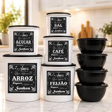 Kit Vasilhas Organizador de Cozinha Potes Mantimentos + Potes Redondos Multiuso - Visão 10