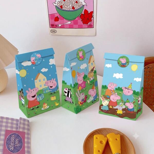 6/12 buc. Săculeți cadou Peppa Pig, cutii de ambalare pentru petrecere de zi de naștere, cadou de sărbătoare pentru cei mai buni prieteni, decor pentru atmosferă de petrecere, decor perfect pentru petrecere, ornamente pentru decorul casei, decor perfect pentru cameră, cadou de Crăciun, Ziua Îndrăgostiților, cadou ideal pentru prieteni, potrivit pentru celebrarea zilei de naștere, suvenir, suvenir pentru femei, estetic drăguț, Ziua Îndrăgostiților, cadouri, decorațiuni, decor pentru casă, cadouri de Ziua Îndrăgostiților